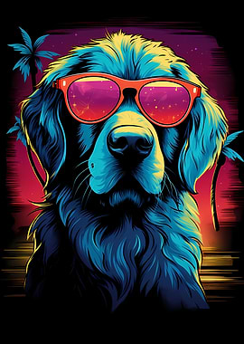 Golden Retriever in Retro
