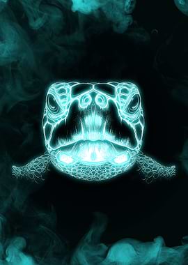 Turtle Head Neon Blue