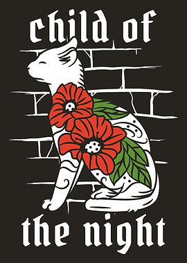 Cat With Flower Tattoo