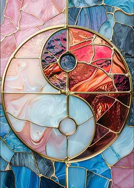 Yin Yang Gold Glass Deco