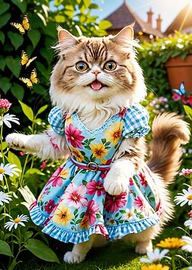 Funny cat in dress