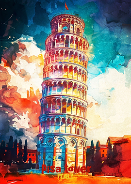 Pisa Tower Art Poster