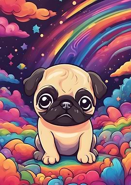 Colorful Cute Pug