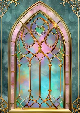 Window Gold Glass Deco