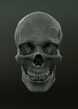 3D Metal Grid Skull