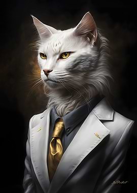 White Angora Cat Portrait