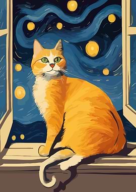 Starry Night Cat