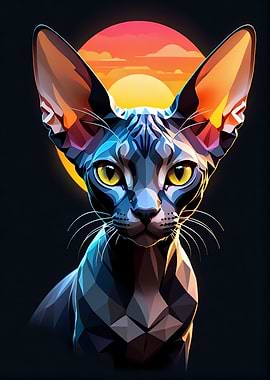 Isometric Sphynx cat