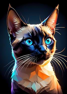 Isometric Siamese cat
