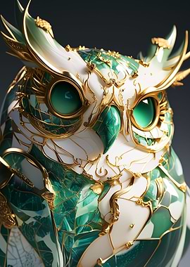 kintsugi art owl