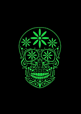 Skull with flowers weed
