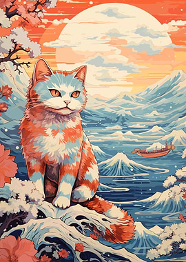 Cat Japanese Landscape