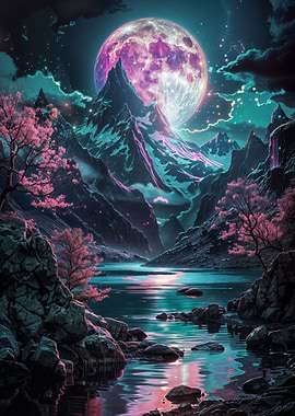 Neon Moon Japan Art