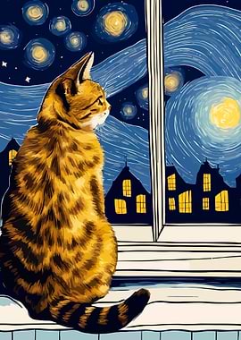 Starry Night Cat