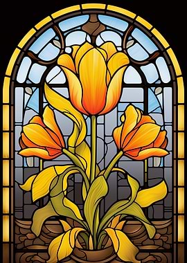 Stained Glass Tulips