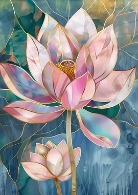 Flower Gold Glass Decor