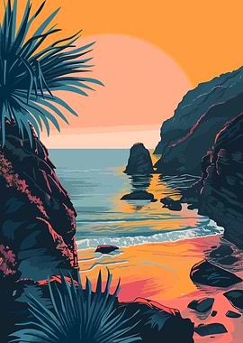 Vaporwave California Art