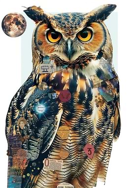 surreal owl collage