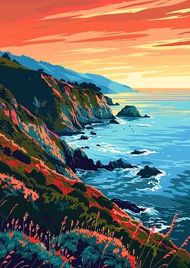 California USA Beach Art