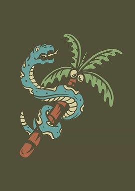 Snake and Coconut Tree