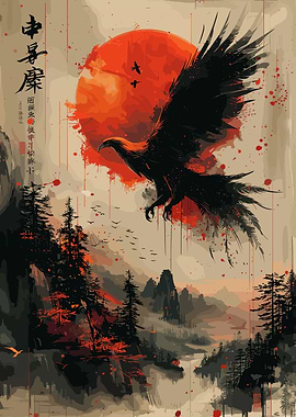 Phoenix Watercolor Drawing