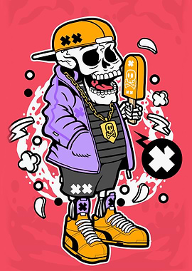 Skull Eating Ice Cream