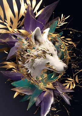 kintsugi art white wolf