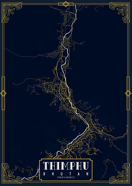 Thimphu City Map Gold