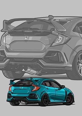 civic type r cyan poster