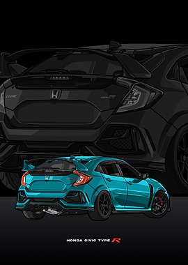civic type r cyan poster