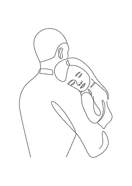 Father and son line art