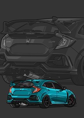 civic type r cyan poster