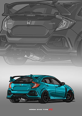 civic type r cyan poster