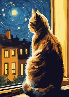 Starry Night Cat