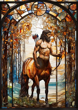 Sagittarius Stained Glass