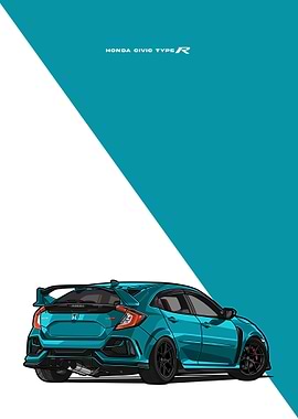 civic type r cyan poster