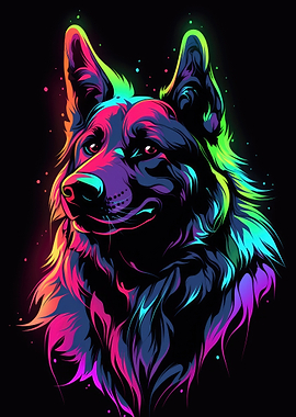 Dog Animal Neon Pet Friend