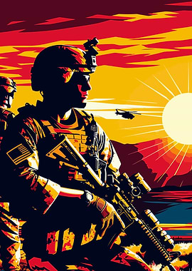 Marine Corps sunset art