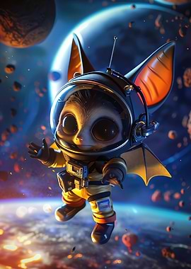 Cute Bat Astronaut