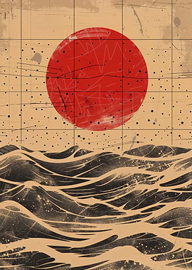 Crimson Sun Abstract