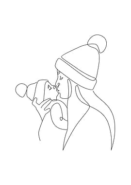 Young Mother kissing baby