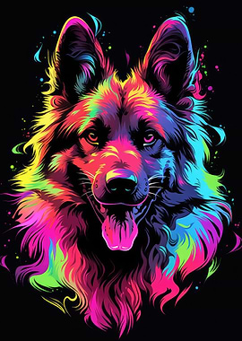 Dog Animal Neon Pet Friend