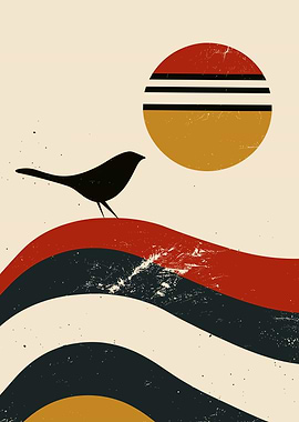 Abstract Bird on a Wave