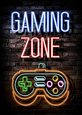 Gaming Zone Neon Poster