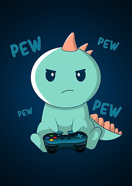 Cute Gamer Kawaii Dinosaur