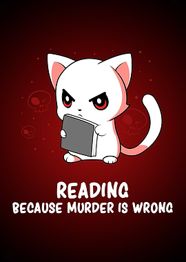 Cute Cat Reading Book