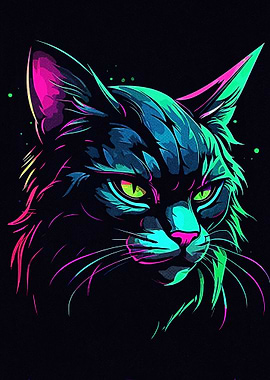 Neon Cat Art