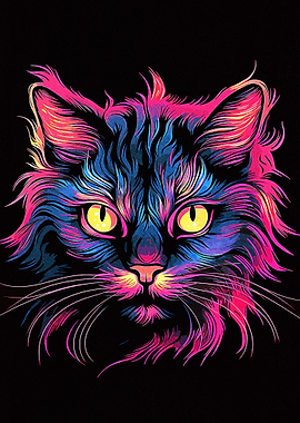 Neon Face Cat