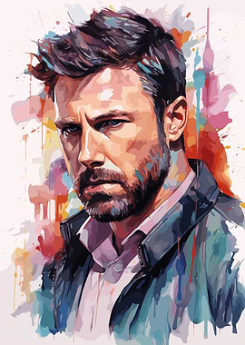 Ben Affleck Watercolor Art