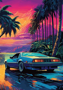 Retro Miami Neon Sunset